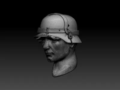 helmet head of soldier in 3D print model