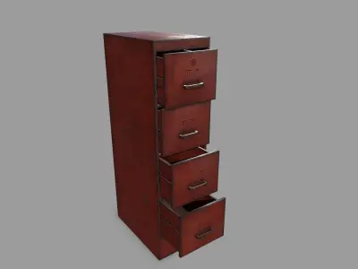 Cabinet metal file with drawers Low-poly 3D model