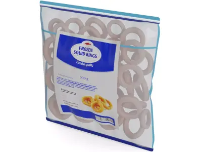 Frozen seafood Frozen Squid Rings 3D model
