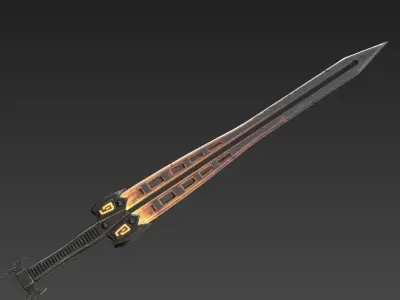 Fantasy Stylish Weapon- Flame Sword Low-poly 3D model