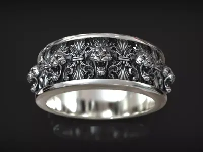 Baroque Gothic Ornamental Royal Victorian Lion Head Band 3D print model
