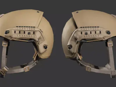 Modern Tactical Ballistic Helmet Tan - Game Ready Low-poly 3D model
