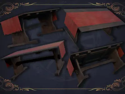 Medieval Table Low-polygon 3D model Low-poly 3D model