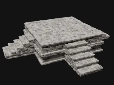 AZTEC MAYAN INKA MESOAMERICA STONE PLATFORM STAIRS COLLECTION 3D model
