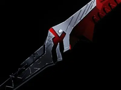 Metal Red Katana PBR low-poly game ready Low-poly 3D model