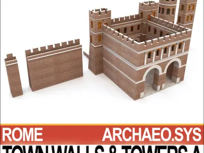 Ancient Roman Town Walls And Towers A 3D model