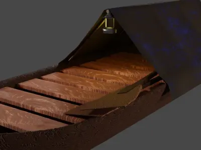 Wooden Old Canoe 3D model