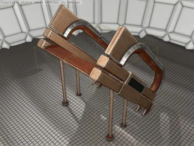 Wood Stairs Construction Element 4 Low-poly 3D model