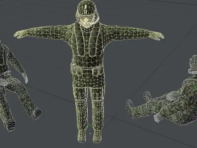 Helicopter Soldier - Pilot simple model Low Poly Low-poly 3D model