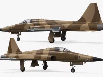 Sand Camo Jet Fighter with Wing Missiles Simplified 3D model