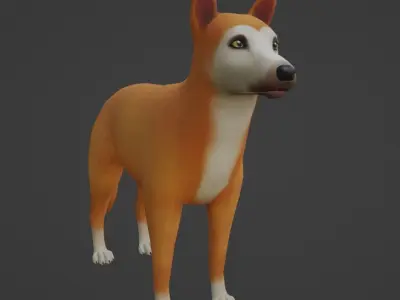 Stylized Dog Low Poly Rigged Low-poly 3D model