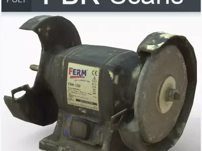 Grinder Low Poly old rusty machine Low-poly 3D model