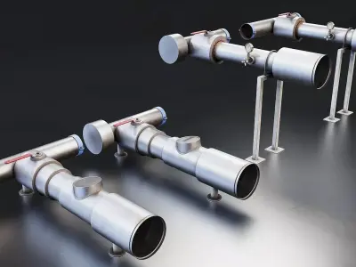 Industrial Metal Pipe Kit Low-poly 3D model