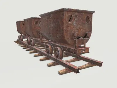 Mine wagon and rail Low-poly 3D model purchase