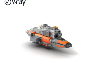 Cargo Transport Spaceship Industrial Model Pack Low-poly 3D model