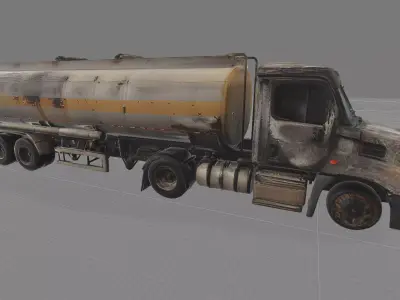 Wrecked and Burned Fuel Tanker PBR Low-poly 3D model