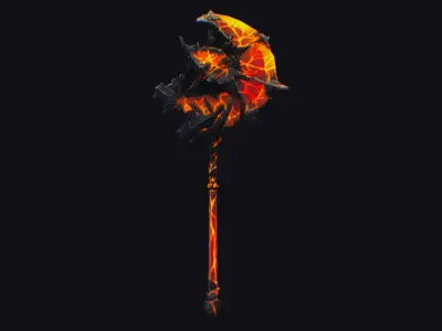 Axe Twohanded Large Mace Weapon Cutting Fantasy Melee Hatchet Low-poly 3D model