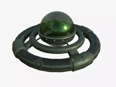 Alien Spaceship UFO E05 Dark Green - Sci Fi Spacecraft Design Low-poly 3D model