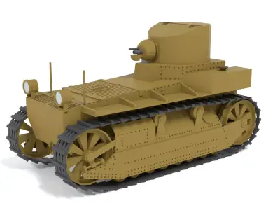 Cartoon T1E1 Cunningham Light Tank Low-poly 3D model