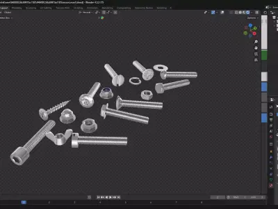 screws nuts bolts Low-poly 3D model