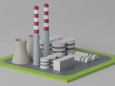 Cartoon Power Plant 3D model