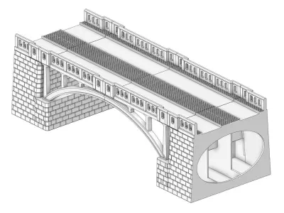 Concrete Double Track Railway Viaduct Low 1-87 FDM 3D print model