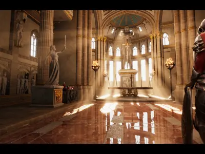 King Arthur Castle Interior Environment Low-poly 3D model