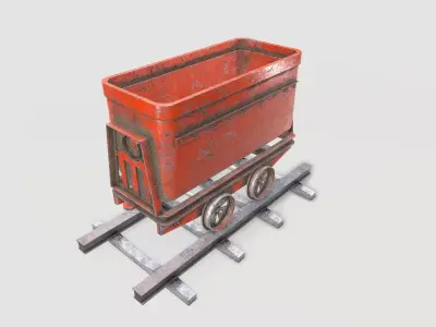 Mine Wagon 3 Low-poly 3D model