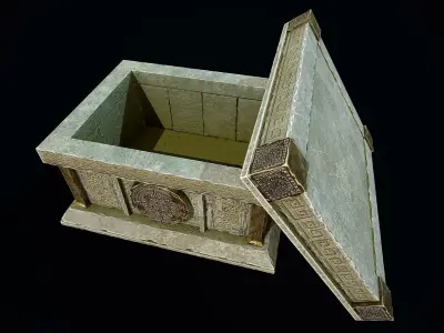 Aztec Stone Chest Low-poly 3D model