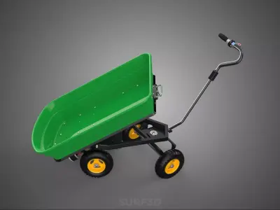 ELECTRIC MOTOR HAND CART TROLLEY WAGON DUMP TRAILER WHEELBARROW 3D model