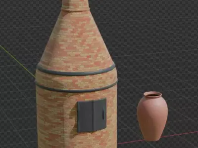 Pottery Kiln and Ceramic Vase 3D model