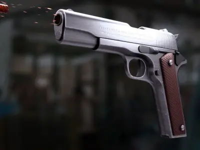 Handgun set Low-poly 3D model