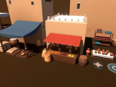 Stylized Medieval Props Low-poly 3D model