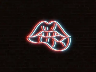 Low-Poly Neon Lips Low-poly 3D model