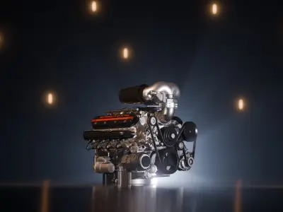 V8 Engine 3D model Low-poly 3D model