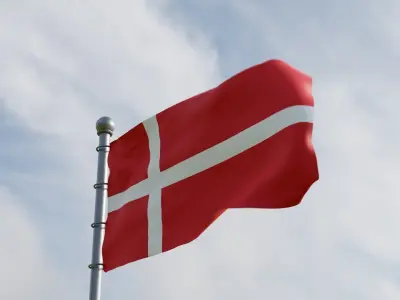 Animated Denmark Flags 3D model 3D model