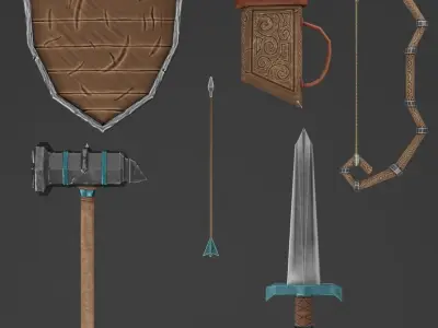Stylized Weapons Free low-poly 3D model Free low-poly 3D model