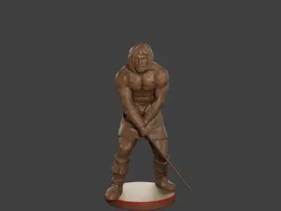 Male Barbarian 2HSword Attacking3 3D print model