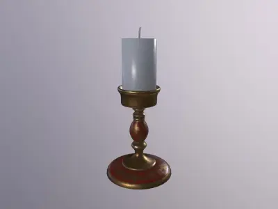 Candle and candle holder Low-poly 3D model