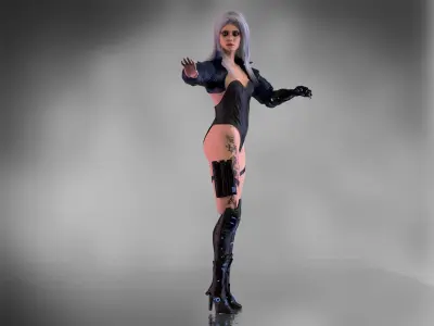 Cyberpunk Girl Low-poly 3D model buy