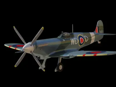 supermarine spitfire Low-poly 3D model 2
