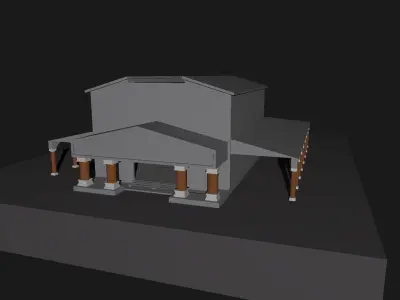 Low-Poly Medieval Bank Low-poly 3D model