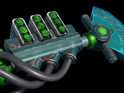 Axe Cannon Low-poly 3D model