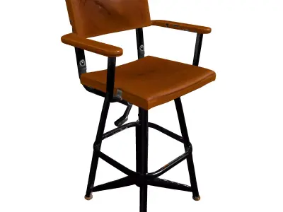 Vintage Industrial Adjustable Bar Stool Low-poly 3D model