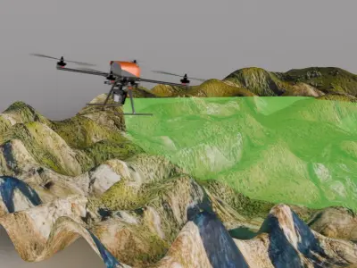 3d animation of a geolocation copter Low-poly 3D model