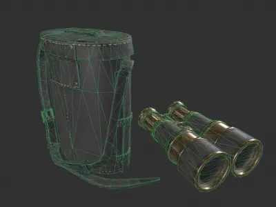 Vintage Binoculars Low-poly 3D model