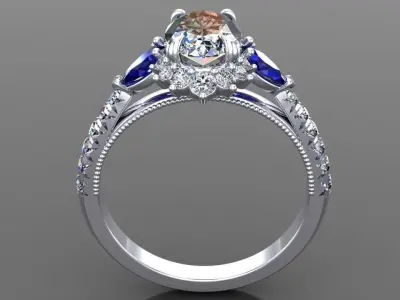 Engagement oval ring 3D model