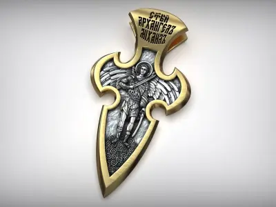 Orthodox Jesus Christ Crucifix Cross Archangel Michael 3D print model