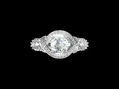 Solitaire Engagement Ring 3D print model 64