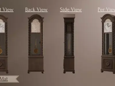 Tall Clock - Antique Tall Clock 3D Lowpoly model Low-poly 3D model